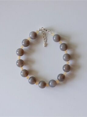NIB Grey Agate and Honey Calcite Beaded Anklet